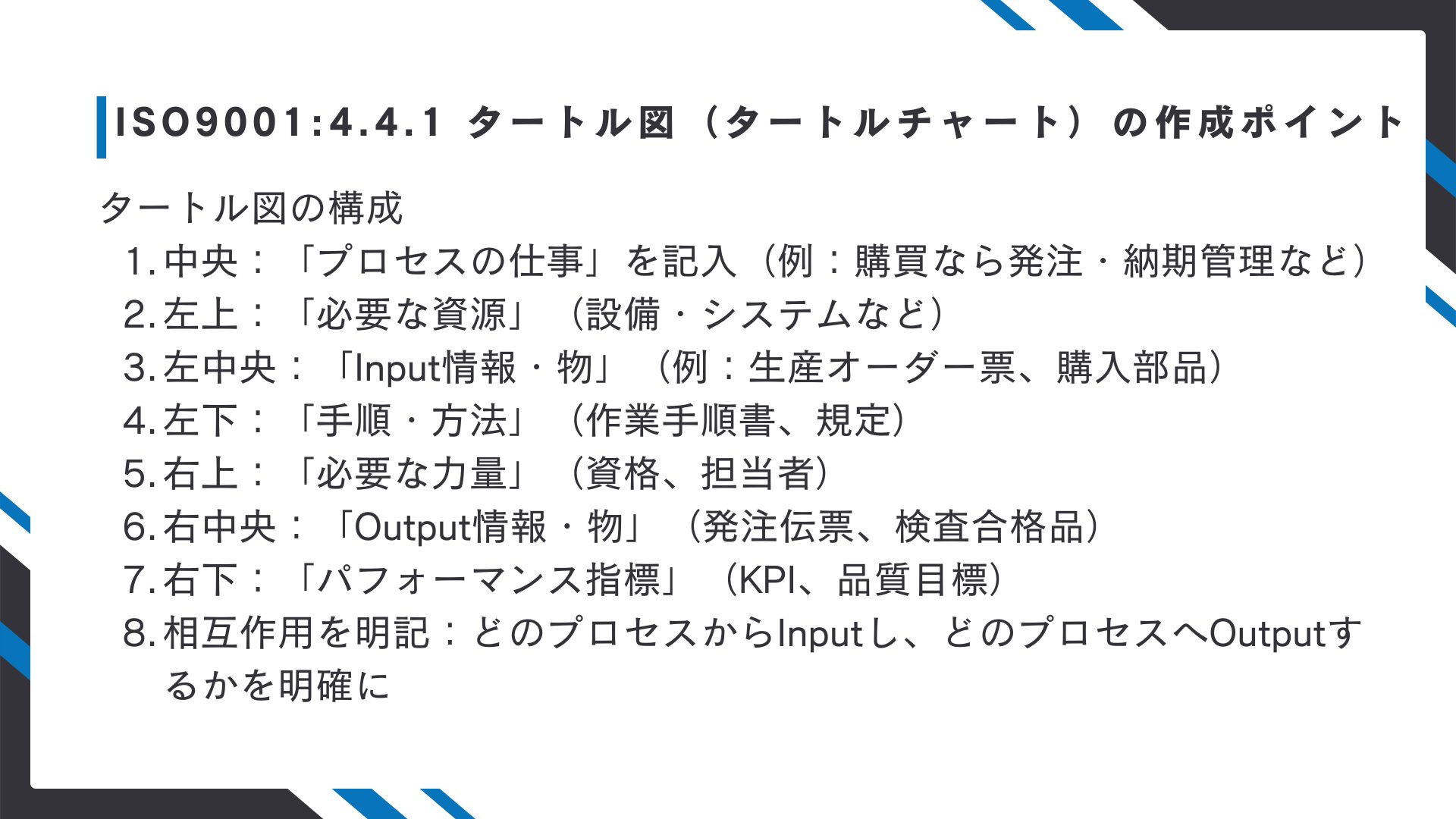 【ISO9001攻略】4.4.1：品質マネジメントシステム及びそのプロセスの要求事項徹底解説！12