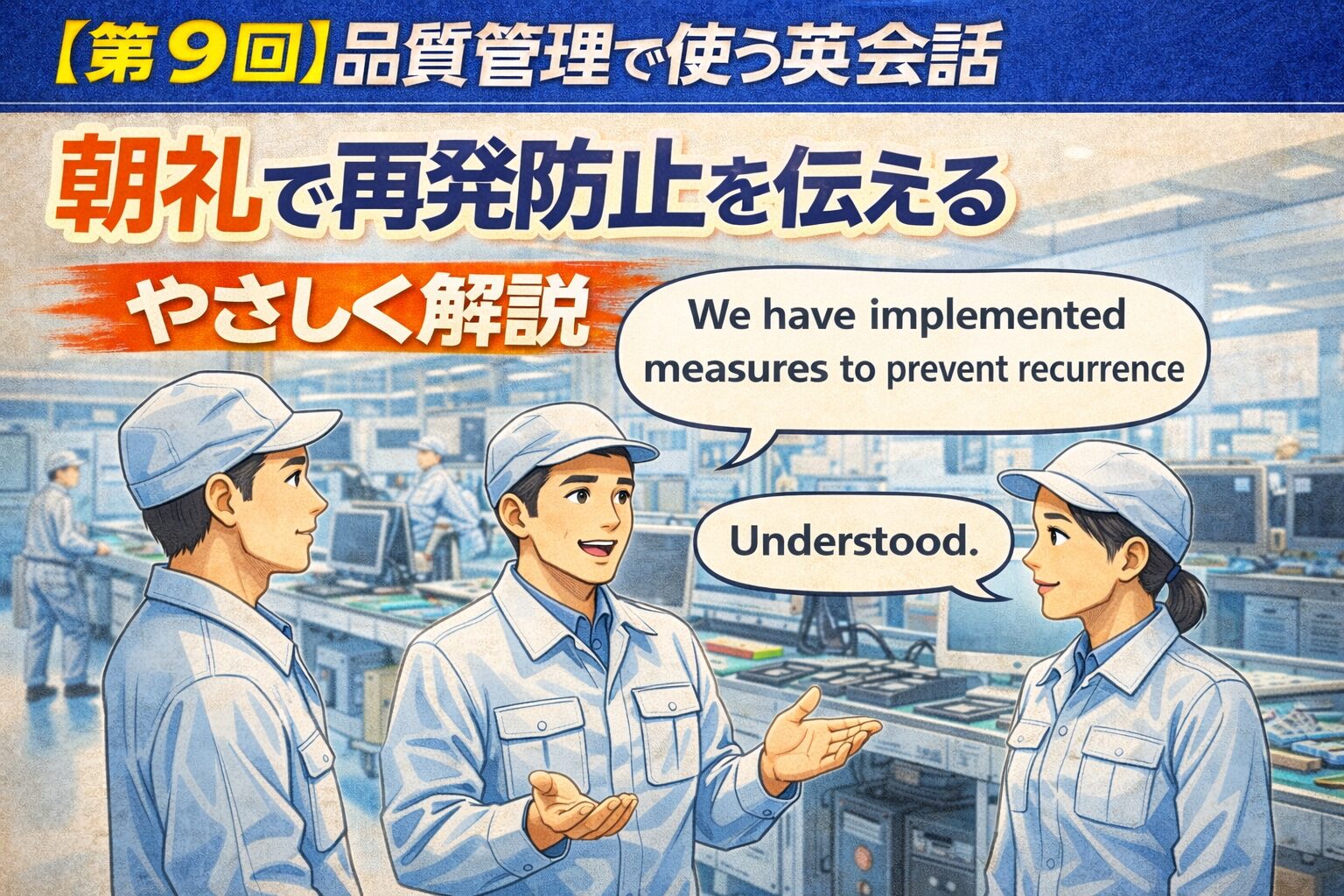 【第9回】品質管理で使う英会話：「朝礼」で使える再発防止策をやさしく解説