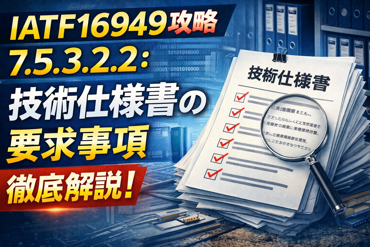 【IATF16949攻略】7.5.3.2.2：技術仕様書の要求事項徹底解説！