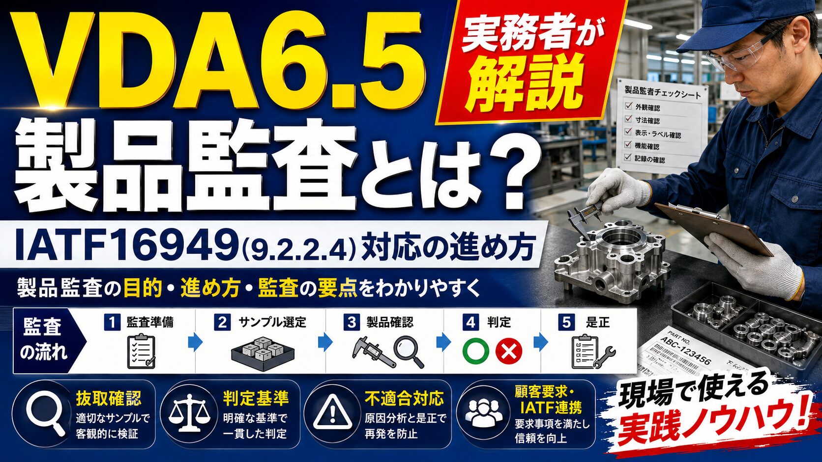 【VDA6.5攻略】製品監査とは？IATF16949(9.2.2.4)対応の進め方を実務者が解説