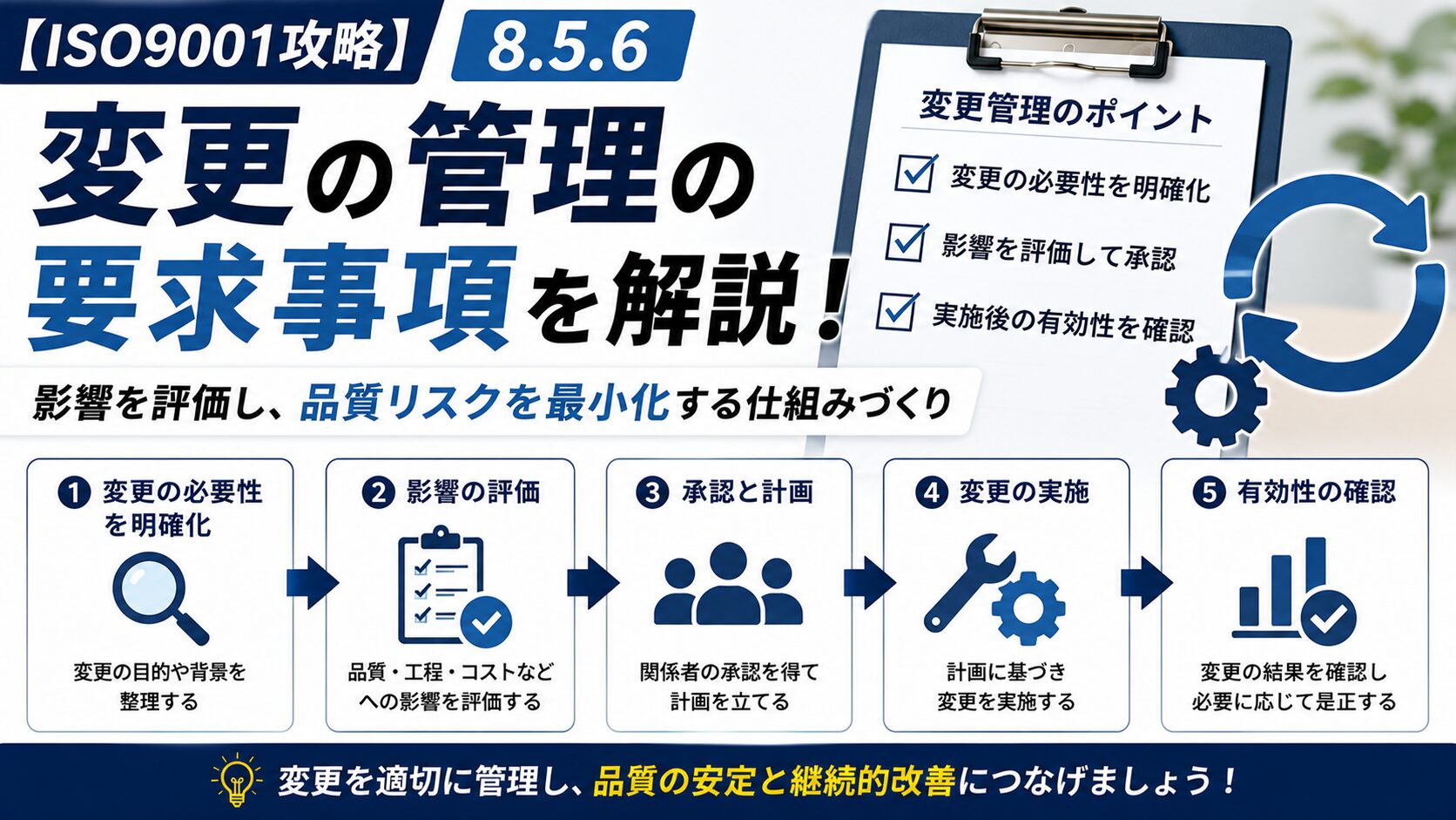 【ISO9001攻略】8.5.6：変更の管理の要求事項徹底解説！