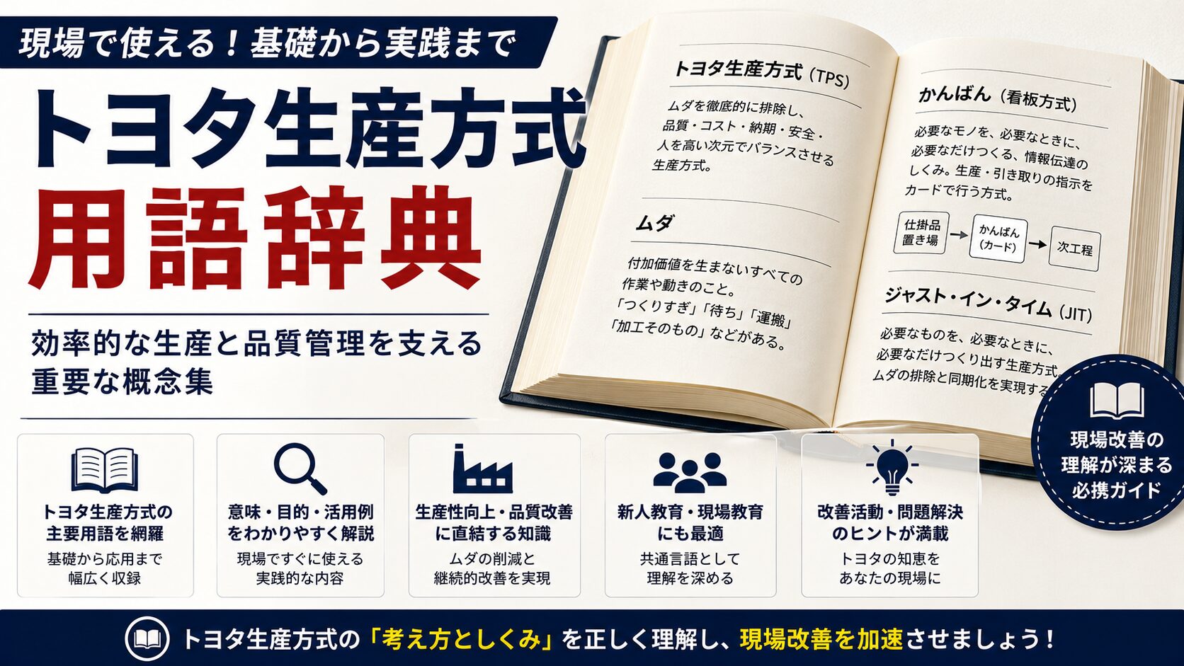 トヨタ生産方式用語辞典：効率的な生産と品質管理を支える重要な概念集