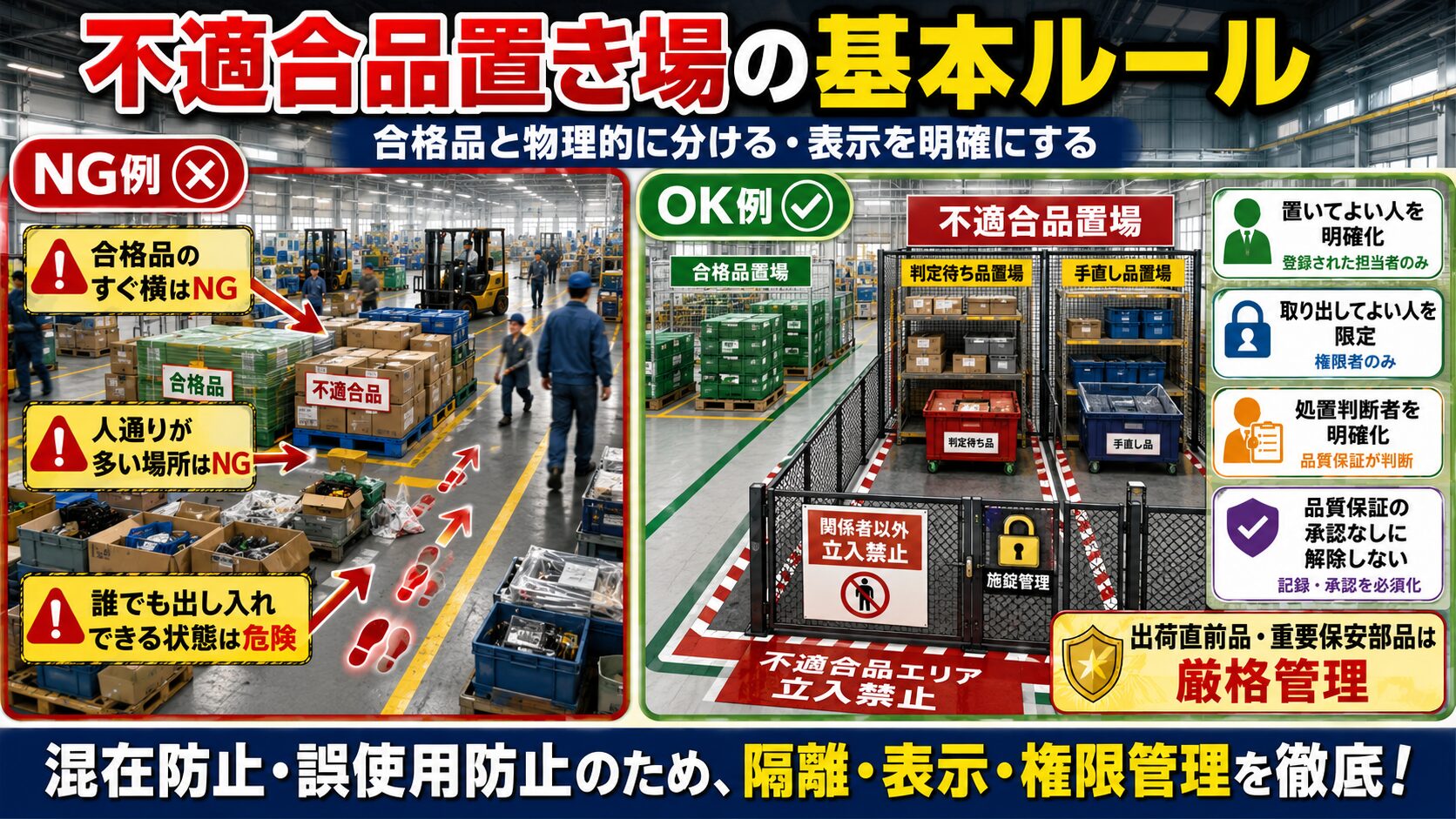 不適合品の置き場管理とは？識別・隔離・誤使用防止のポイントを解説①