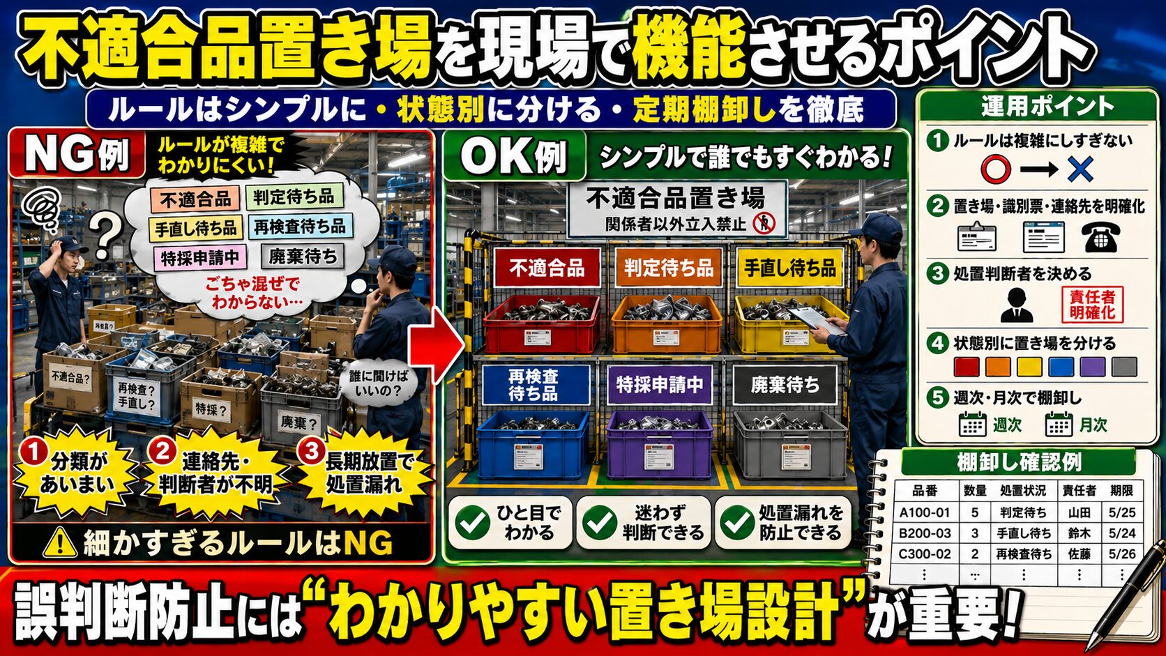 不適合品の置き場管理とは？識別・隔離・誤使用防止のポイントを解説③