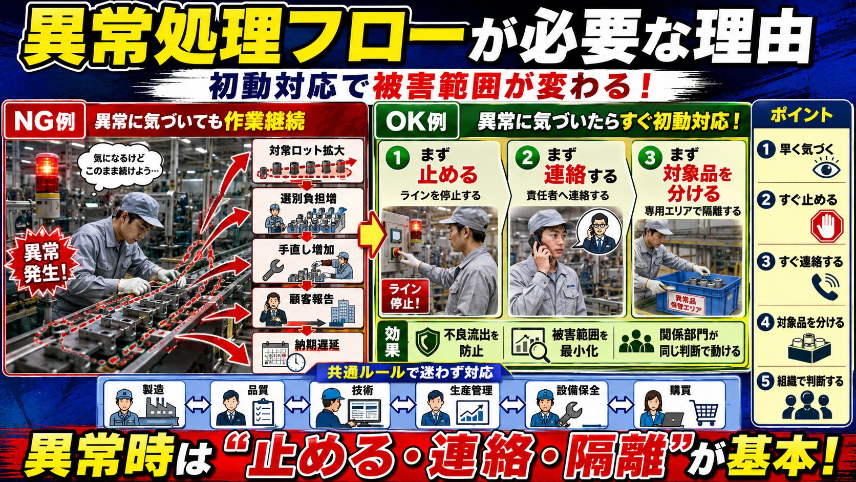 異常処理フローの作り方｜製造現場で品質トラブルを防ぐ対応手順を解説①