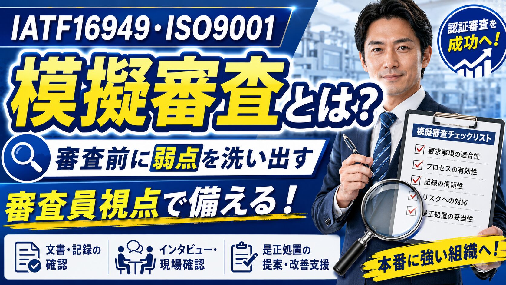模擬審査とは？IATF16949・ISO9001の審査前に審査員視点で備える方法