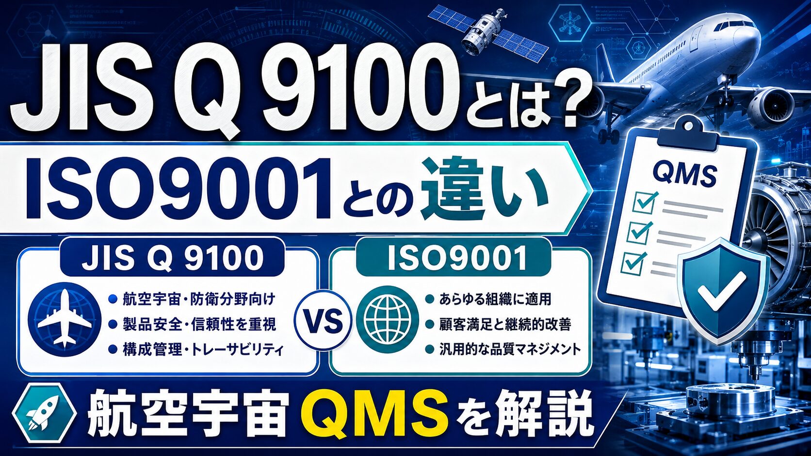JIS Q 9100とは?航空宇宙品質規格とISO9001の違いを解説