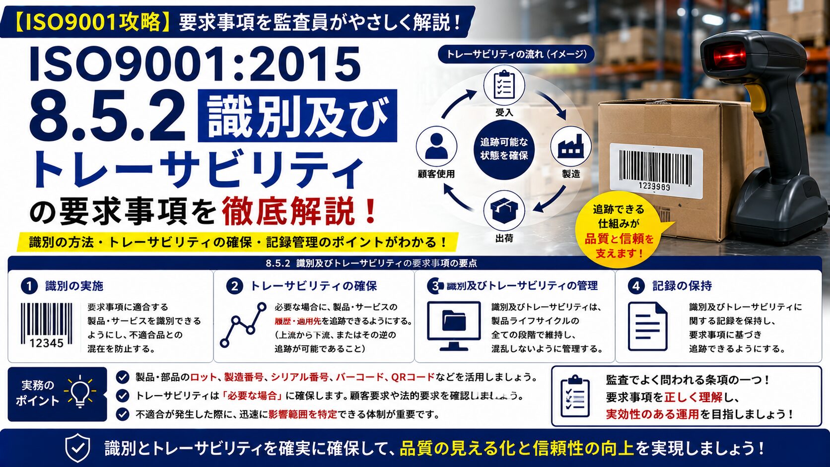 【ISO9001攻略】8.5.2：識別及びトレーサビリティの要求事項徹底解説！