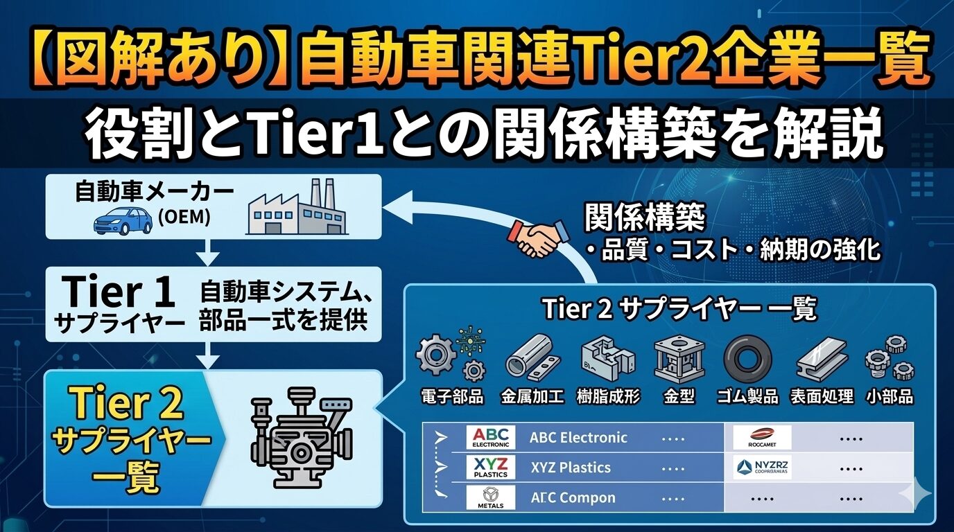 【図解あり】自動車関連Tier2企業一覧：役割とTier1との関係構築を解説