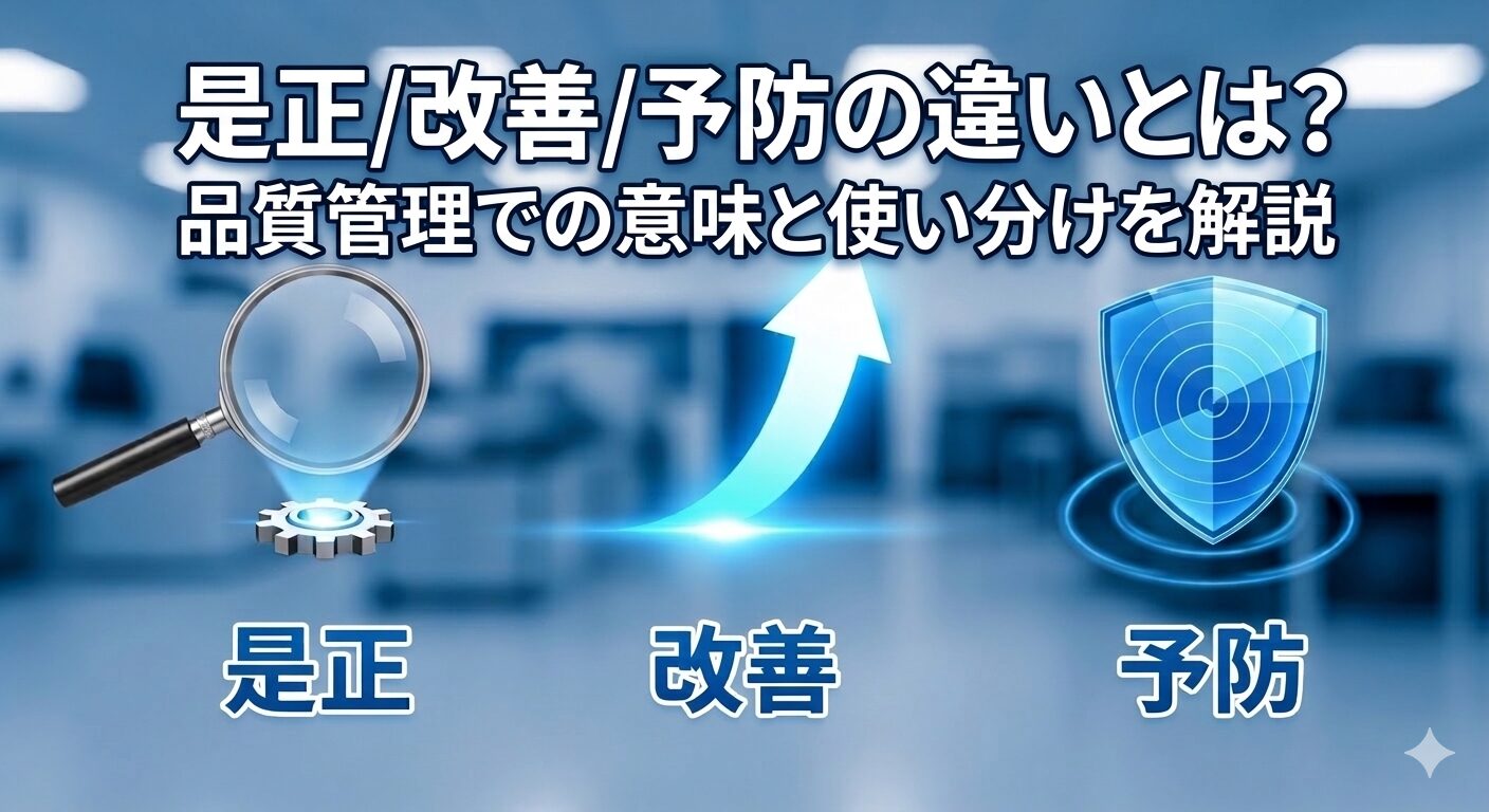 是正/改善/予防の違いとは？品質管理での意味と使い分けを解説