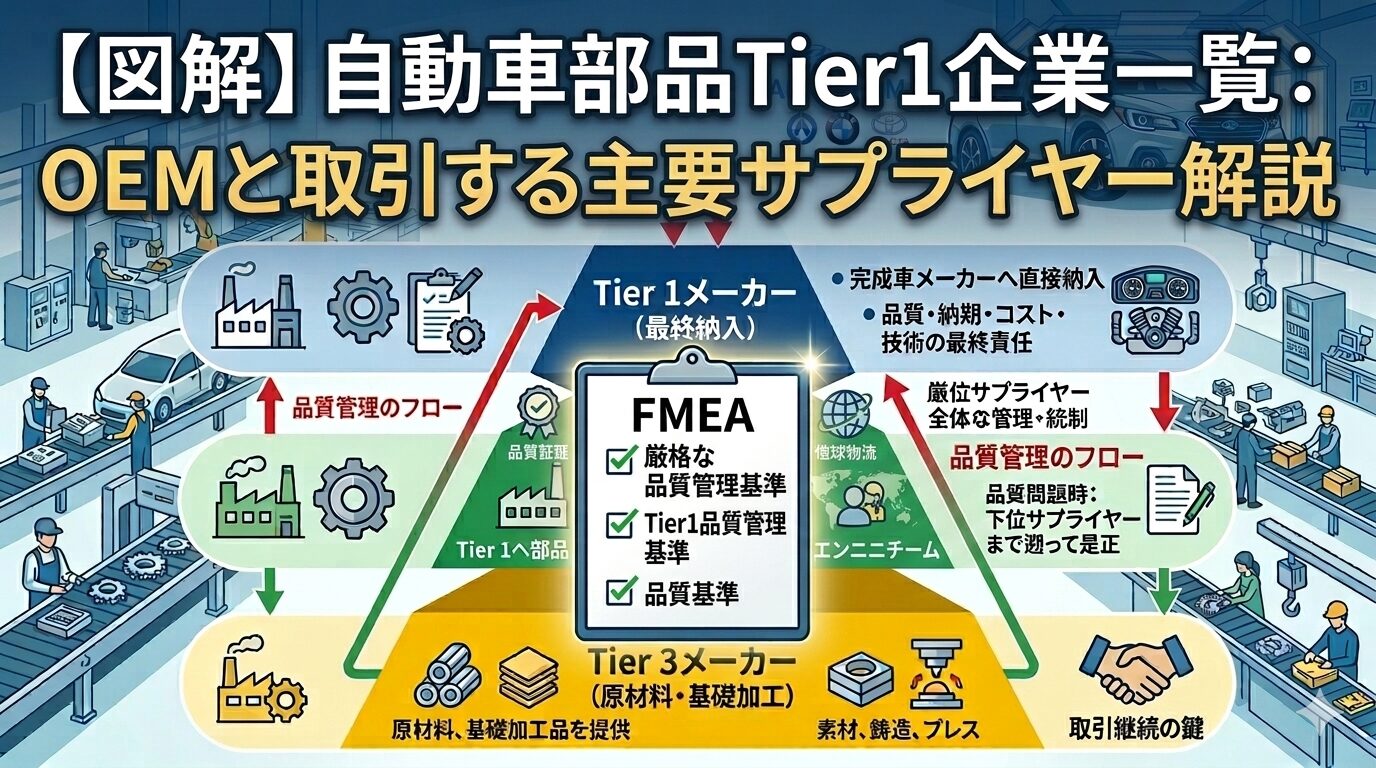 【図解あり】自動車部品Tier1企業一覧：OEMと取引する主要サプライヤー解説