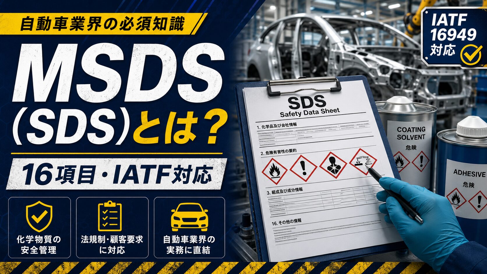 MSDS（SDS）とは？自動車業界で必須の材料安全データシート｜SDSとの違い・16項目・IATF16949対応を実務解説