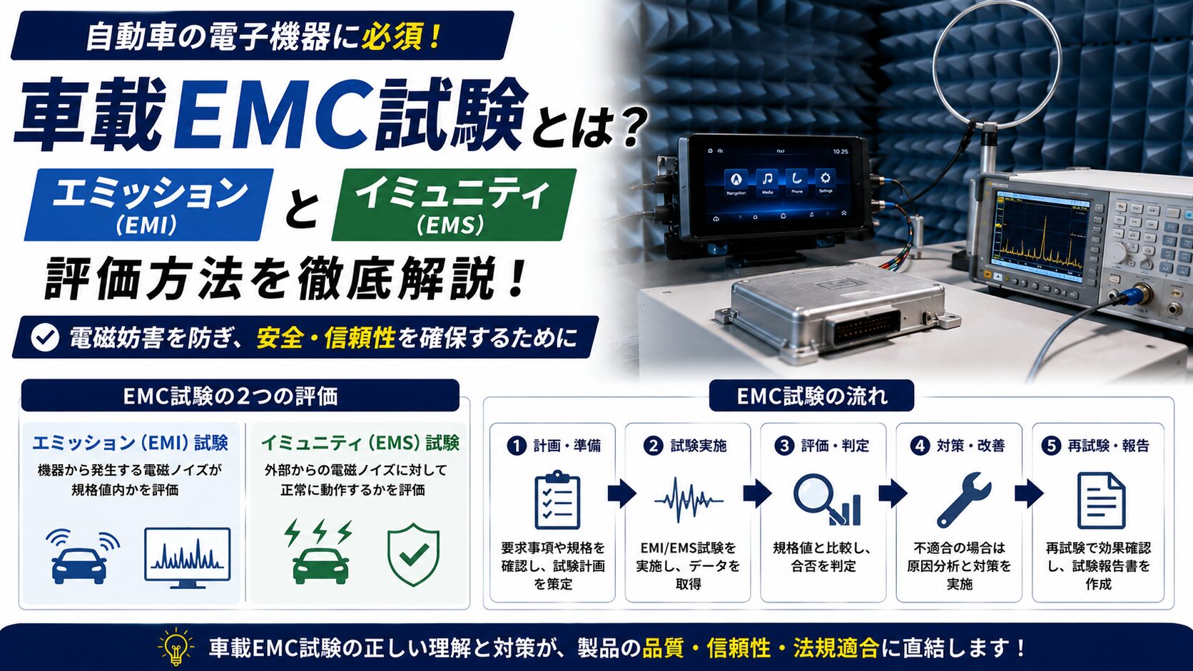 車載EMC試験とは？エミッション・イミュニティの評価を自動車品質保証の実務で徹底解説